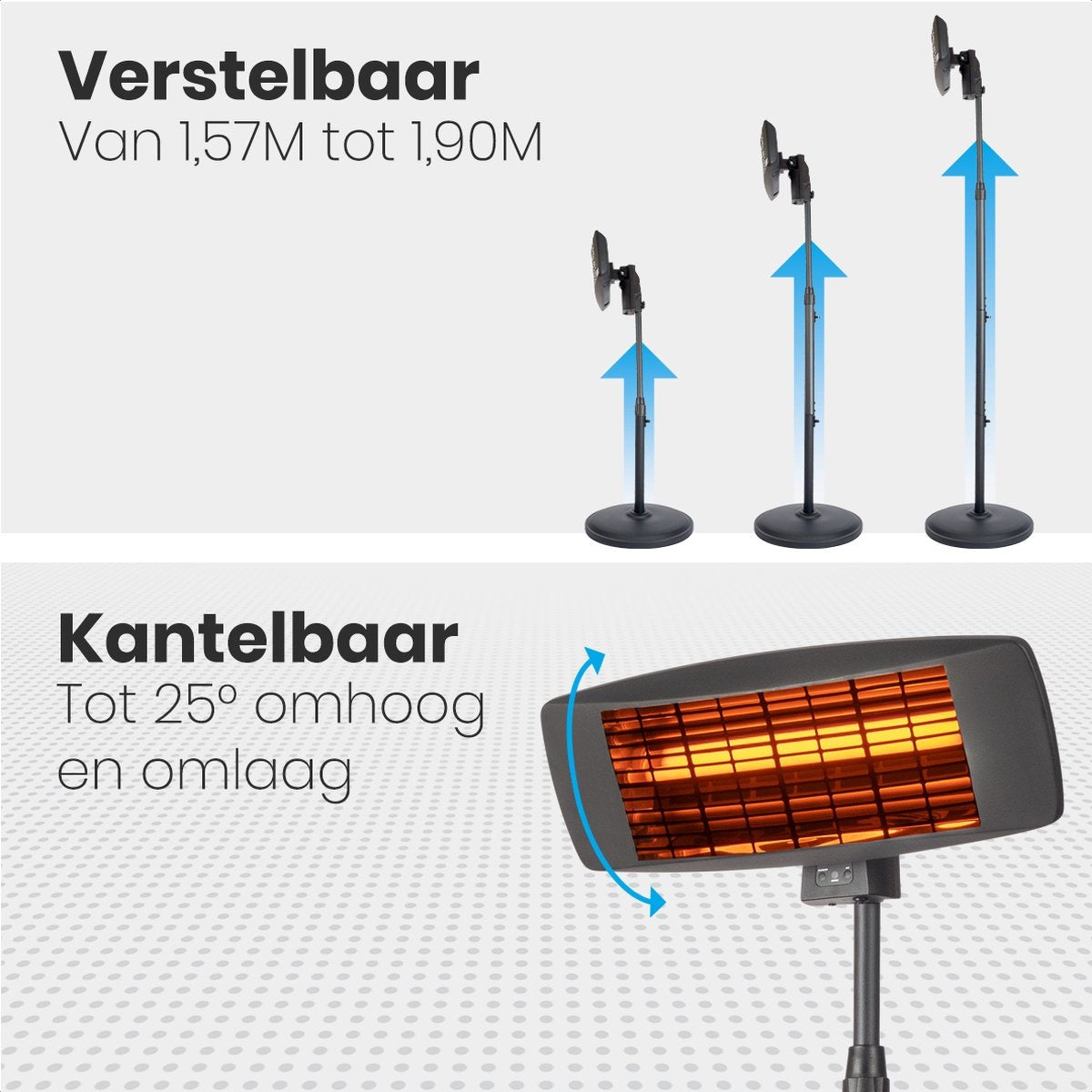 Auronic Terrassenheizer - 2000W - Hängeleuchte und Standfuß - Inkl. Fernbedienung - 3 Stufen - Schwarz