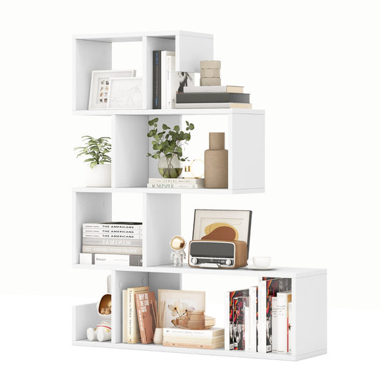 5-lagiges S-förmiges Bücherregal Geometrisches Lagerregal mit offenen Fächern Modernes dekoratives Raumregal mit Anti-Kippschutz