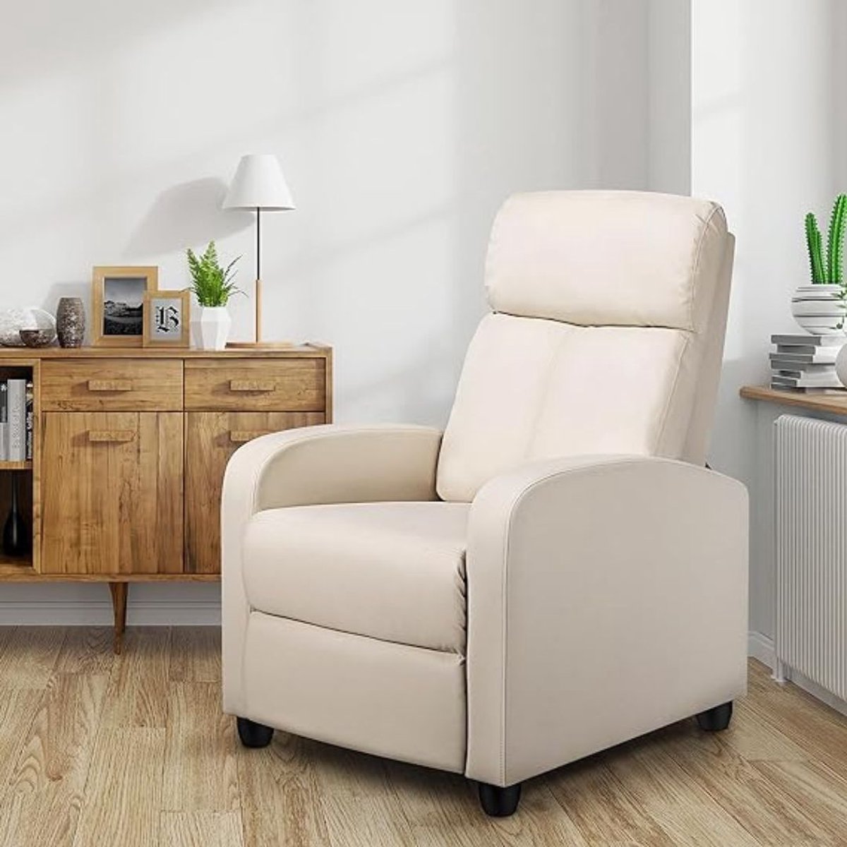 Yaheetech Relaxsessel – Schwarz – PU-Leder – Verstellbar – 120 kg – Mit Fußstütze