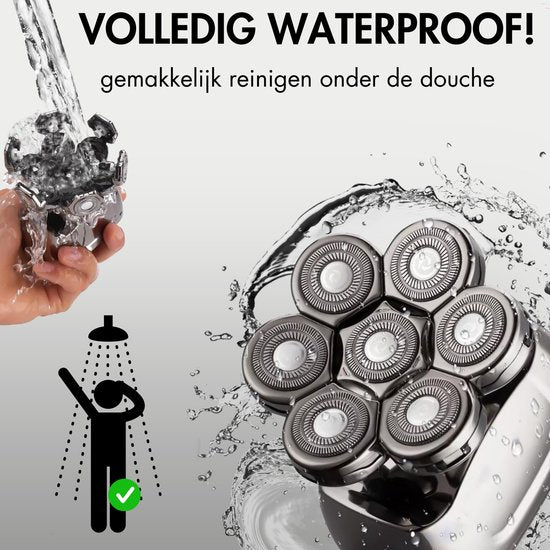 6-in-1 Rasierer für Männer - Trimmer - Clipper - Sansbeauté® SkullSharp PRO - Elektrischer Gesichts- und Kopfrasierer - Schädelrasierer - Nass- und Trockenrasur - Kabelloses Laden - Elektrisch