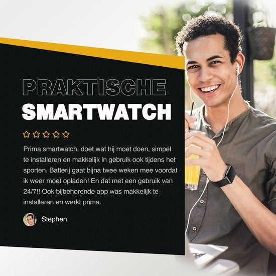 Zoluko Smartwatch für Männer & Frauen - Sportuhr mit Fitness-Tracker - Schrittzähler Uhr - Fitness Uhr - Smartwatch Android - Smartwatch iOS - Schwarz