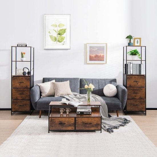 Coast Standregal boekenkast opbergkast met lade 43 x 39 x 156 cm bruin