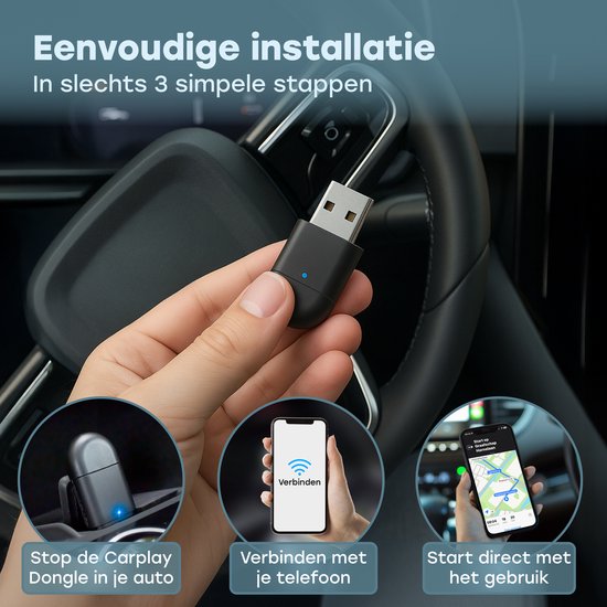 Audyn CarPlay Dongle - USB & USB-C - Geeignet für Android Auto & Carplay - CarPlay Wireless - Auto-Dongle - Drahtlos