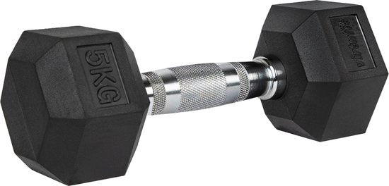 VirtuFit Hexa Dumbbell Pro - 5 kg - Sechseckhantel - Langlebig und strapazierfähig - Krafttraining - Gewicht - CrossFit & Fitness - Geeignet für Anfänger und Profis - Pro Stück verkauft