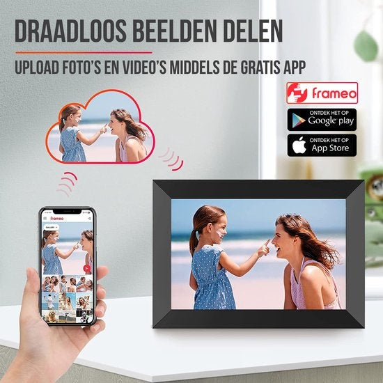 Strex Digitaler Fotorahmen mit WiFi - 10,1-Zoll-Touchscreen - Frameo Software über App