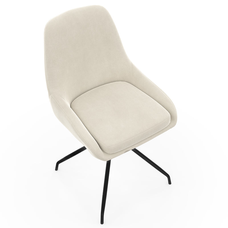La Maison Olivia Stühle - 2er Set - Cremefarbene Samt-Drehstühle mit schwarzen Metallbeinen - Sitzfläche 47,5 x 39 x 49 cm