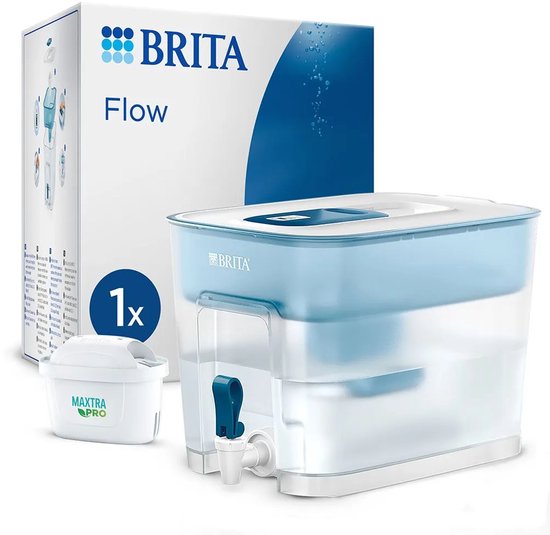 BRITA – Wasserfilterkanne – Flow Cool – Wasserfilter – Wasserspender – 8,2 l – Blau – inkl. 1 MAXTRA PRO ALL-IN-1-Filterkartusche