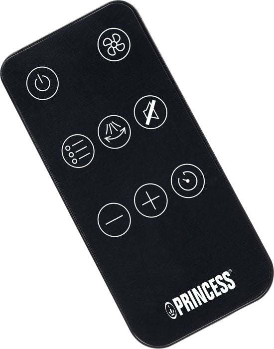 Princess DC Turmventilator 91 cm – besonders leise – 12 Geschwindigkeitsstufen – 4 Windmodi – 90°-Oszillation – Timer 1–24 Stunden – mit Fernbedienung – schwarz – 352370