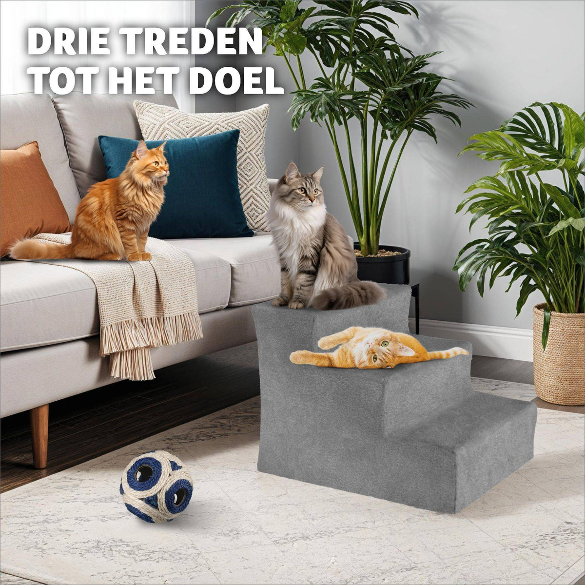 Tectake Pet Steps Paw Path - Grau - 37 x 45 x 34,5 cm - 3 Stufen