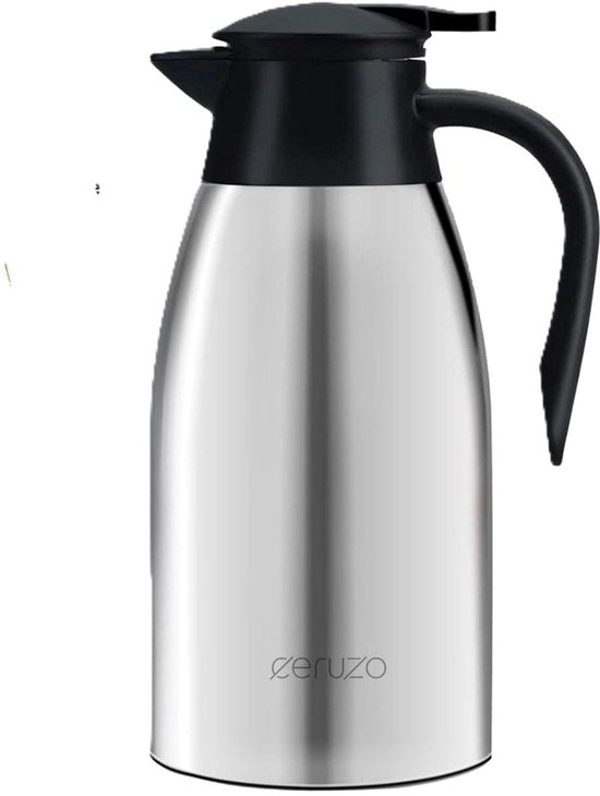 Ceruzo Thermoskanne aus Edelstahl - 1,8 Liter - Doppelwandig - Auslaufsicher - Heiße und kalte Getränke - 28x13 cm