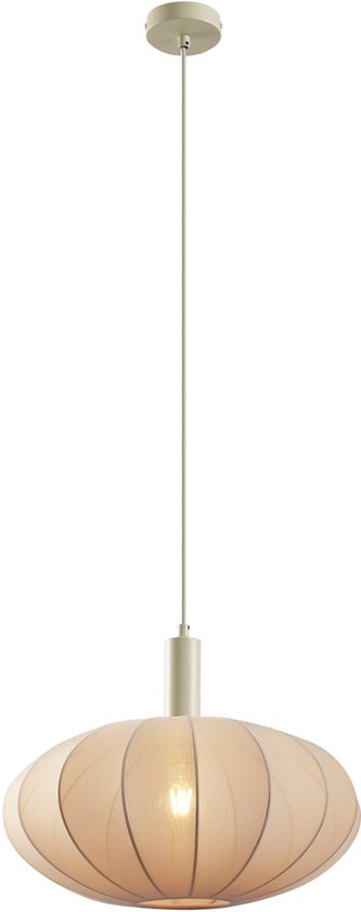 QAZQA bida – Japandi-Hängelampe – 1 Leuchtmittel – Ø 42 cm – Beige – Wohnzimmer | Schlafzimmer | Küche