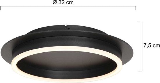 Deckenleuchte Ringlux 3655ZW, schwarze Deckenleuchte, Ø 32 cm, mit warmem LED-Licht, aus Metall und Kunststoff, trendiges Design, Marke Steinhauer