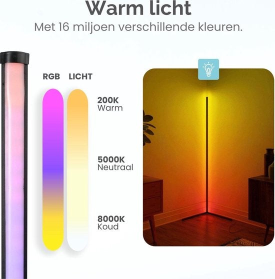 Gologi - Smart Stehleuchte - LED - Dimmbar - mit App - RGBW - Schwarz