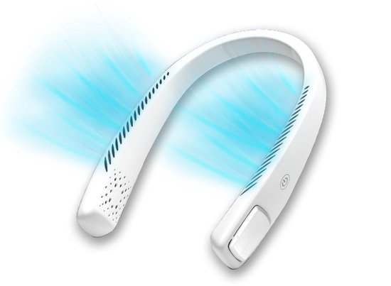 LIVINGTON Cool2Go Nackenventilator – leichter, tragbarer Nackenventilator mit 3 Geschwindigkeitsstufen, flexiblem Nackenriemen und 6 Stunden Betriebsdauer.