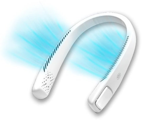 LIVINGTON Cool2Go Nackenventilator – leichter, tragbarer Nackenventilator mit 3 Geschwindigkeitsstufen, flexiblem Nackenriemen und 6 Stunden Betriebsdauer.