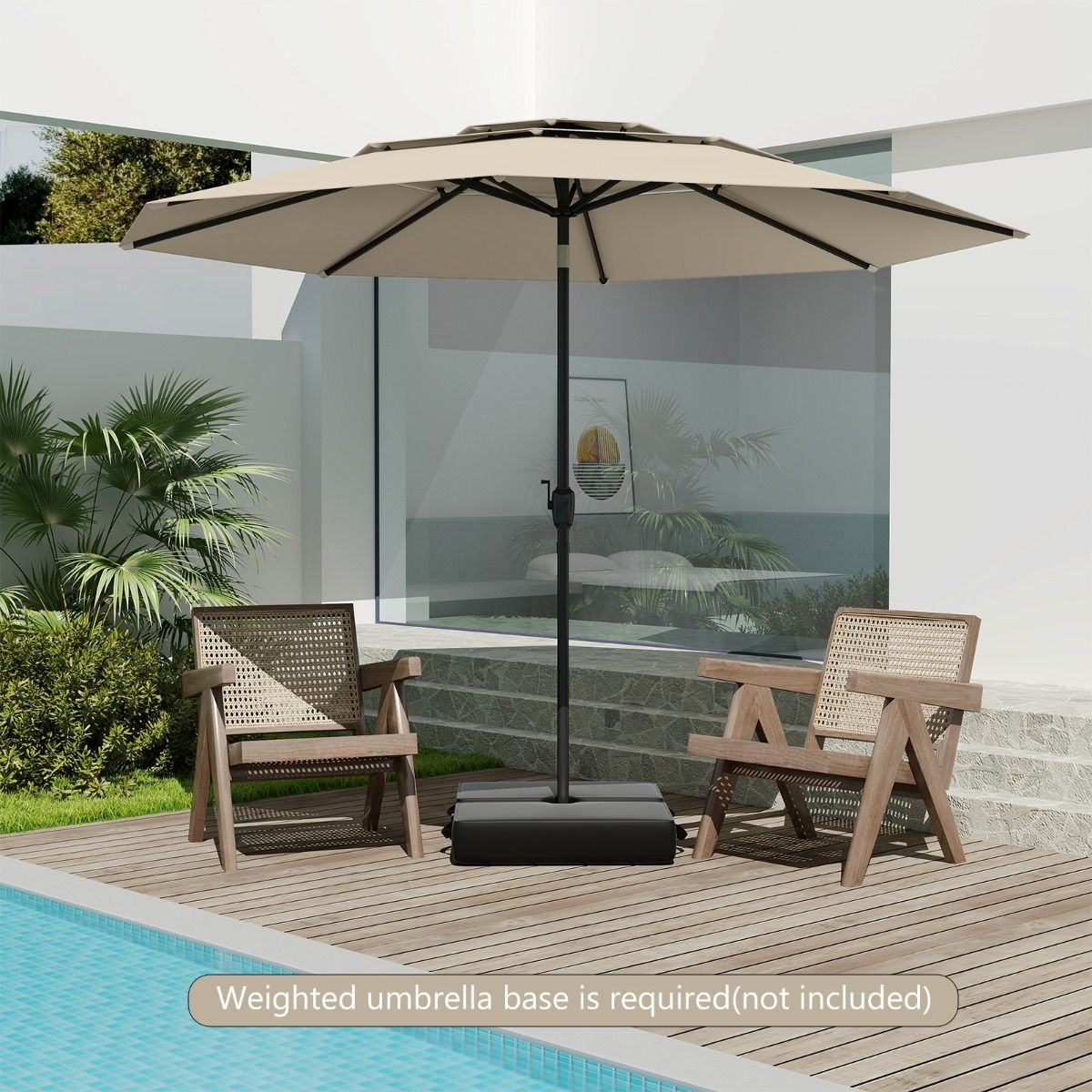 Coast Tischsonnenschirm – 3-lagig, belüftet – Neigbar mit Handkurbel – 300 cm Durchmesser – Beige