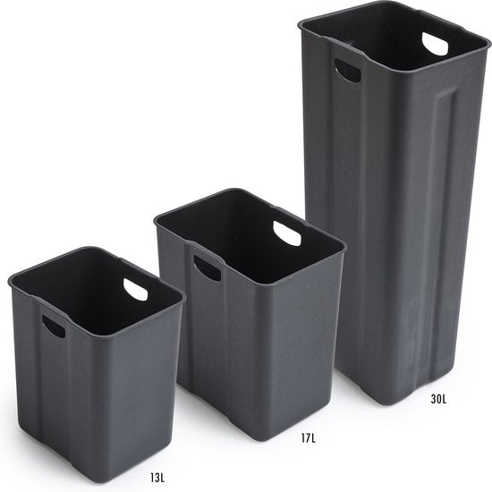 Umuzi Reinigungsabfallbehälter - 60L - Soft Close - Mattschwarz - Abfalltrennung 3 Behälter - 47 x 39 x 72