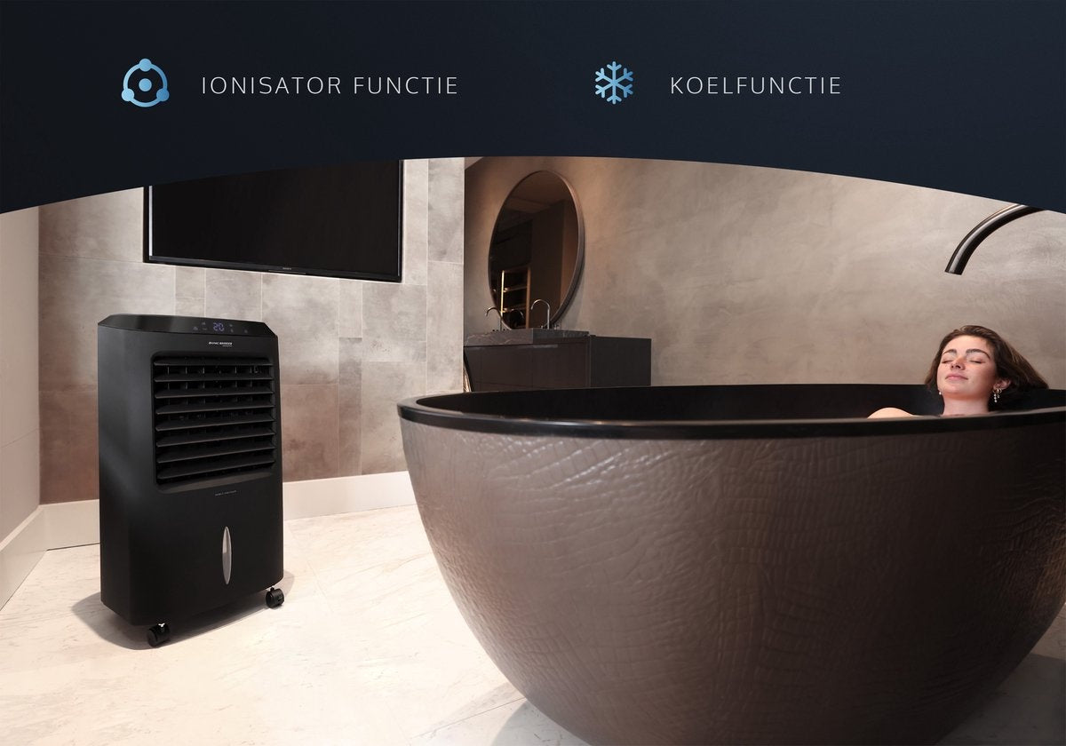 JAP Appliances - 4in1 Klimagerät - mit Wasser - Fernbedienung und Timer - Oszillierender Luftbefeuchter - Schwarz