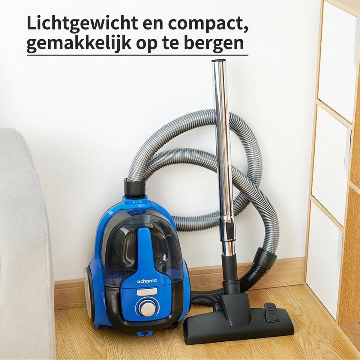 Ochama Multifunktions-Staubsauger mit Kabel 800 W – 17,5 kPa – 1,1 l – Automatische Kabelaufwicklung – Waschbarer Filter