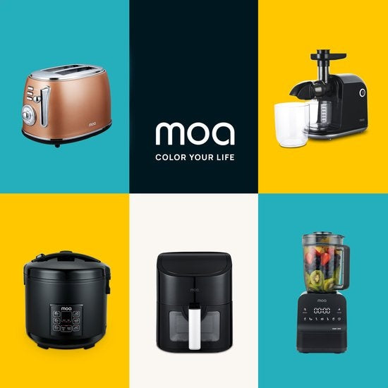 MOA Retro-Toaster - 6 Heizstufen - 2 extra breite Schlitze - 850W - Aufwärm- und Auftaufunktion - Schwarz - T3C