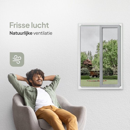 O'DADDY® Magnetisches Fensterfliegengitter – 150 x 150 cm – Anpassbares Fliegengitter – Mit weißem Rand und schwarzem Netz – Fliegengitter – Vielseitig und einfach zu montieren