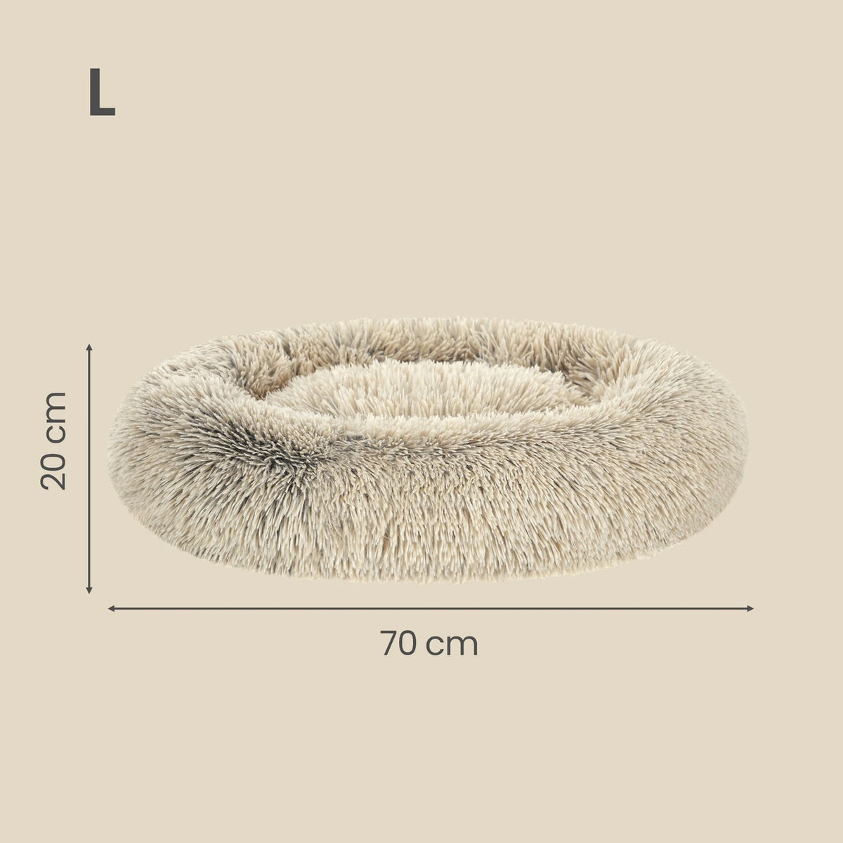 JOYFURNOS Donut-Hundekorb mit herausnehmbarem, waschbarem Kissen – Weiches Plüschsofa – 70 cm – Khaki
