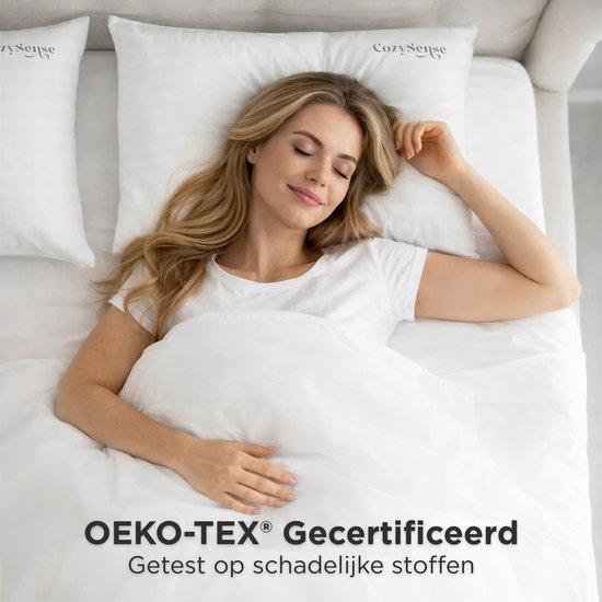 CozySense® Kissen - 2er Set - 50x70 CM - Premium Schlafkissen - 100% Baumwollbezug - Kopfkissen - Stützkissen für Seiten-, Bauch- und Rückenschläfer