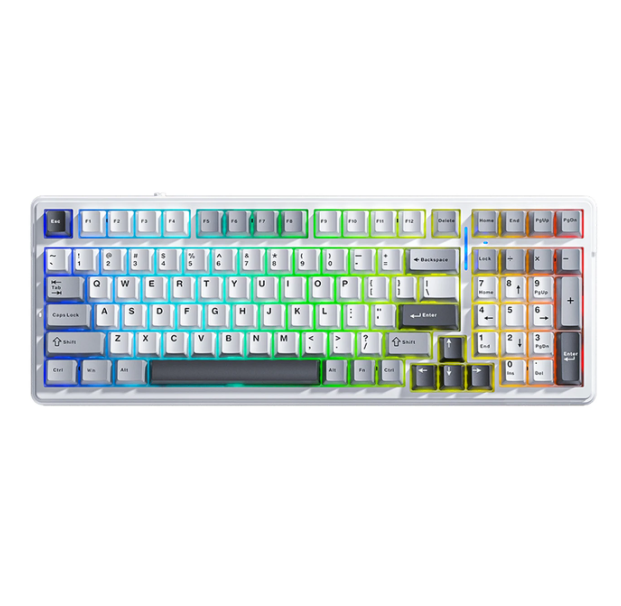 AULA F99 Drahtlose mechanische Tastatur – Hellgrau – 99 Tasten, Tri-Mode