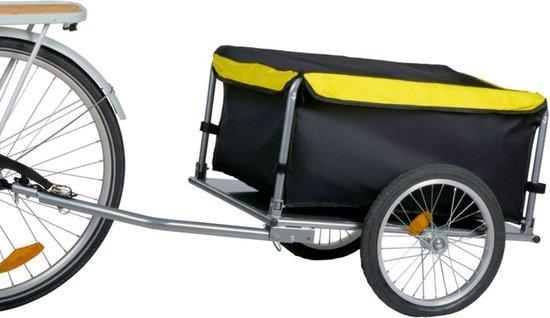 Dunlop Fahrradanhänger - Fahrradanhänger für Sachen - Fahrradanhänger Gepäck faltbar - Fahrradanhänger mit Reflektoren und verstellbarem Regenschutz - Gelb