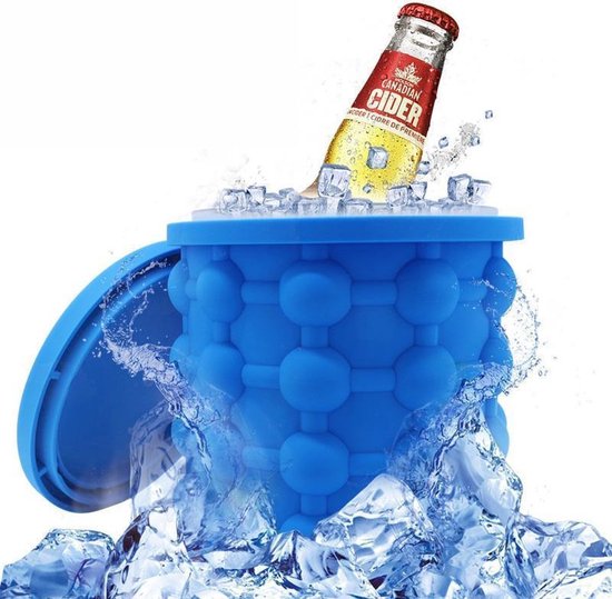 Shop-Story - Eiskübel/Eiswürfelbereiter - Getränkekühler - 2 in 1 Silikoneimer - Blau