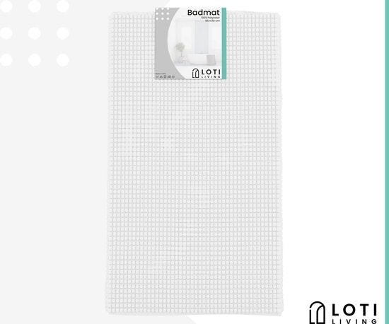 Loti Living Anti-Rutsch-Badematte - Duschmatte - Badematte - Bodenmatte - Chenille-Badematte - Weiß - 50x80 cm