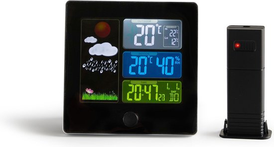 Dutch Originals Wetterstation - kabellos - Wetterstation mit Außensensor - Innen und Außen - Schwarz