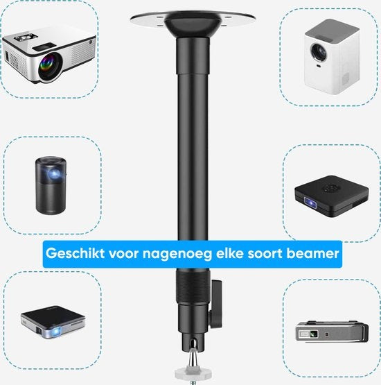 Strex Beamer Stativ - Beamer Halterung - Deckenhalterung für Beamer - Verstellbar - 26/40 CM - 5KG Tragkraft