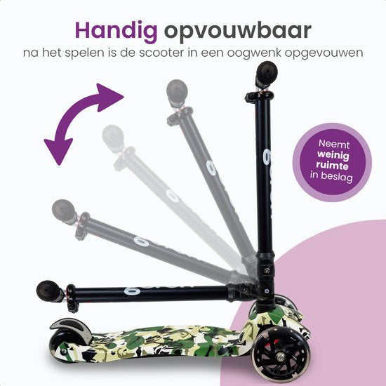 Gofun Kids' Scooter - Leuchtende Räder - Zusammenklappbar - Stufe 3-8 Jahre - Verstellbar - Rutschfest - 85 x 58 x 23 cm - Schwarz