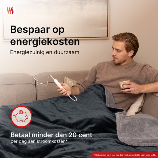 Seranova Electric Blanket XXL - 180x160 cm - 2 Personen Decke - Wärmedecke - Doppelseitig - Fleece Sherpa - Anthrazit Grau