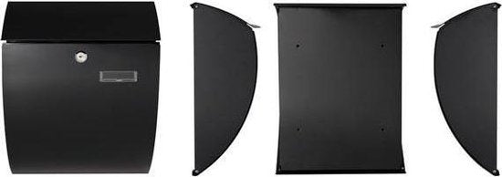 Perel Briefkasten Nice, Wandmontage, gewölbte Front, mit Namensschild, inkl. 2 Schlüssel, Maße (H x B x T) 40 x 31 x 16 cm, schwarz