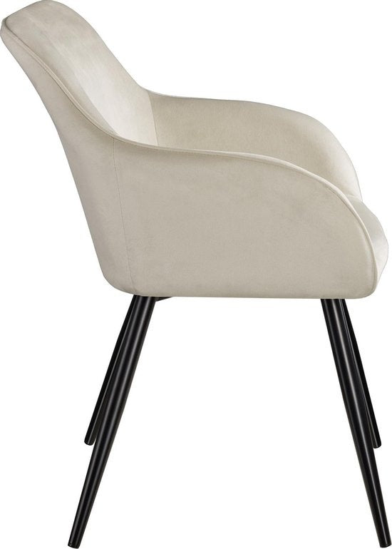 tectake - Stuhl - Esszimmerstuhl - Marilyn Samtoptik schwarz/creme - 58 x 62 x 82 cm - 403662