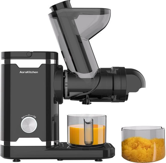 AoraKitchen Slowjuicer - mit Rücklauffunktion - Entsafter - 500 ML - Entsafter - für Gemüse und Obst - Obstpresse - Schwarz