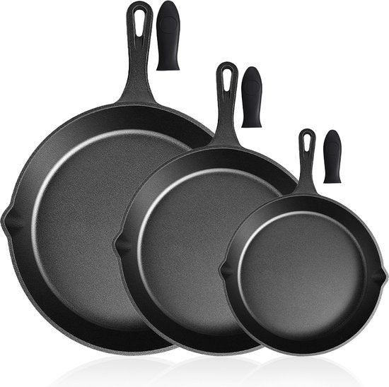 Castex Cast Iron Pan Tri-Set - Gusseisenpfanne - Bratpfanne - Bratpfannenset - BBQ - Pfannen - Pfannenset - Induktion