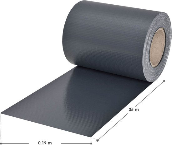 PVC-Sichtschutzstreifen - 3 Stück - 35 Meter - Anthrazit - inkl. Befestigungsclips