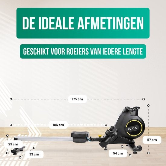 Avalo - Rudergerät - für Zuhause - zusammenklappbar - mit Display & 8 Widerstandsstufen - Schwarz