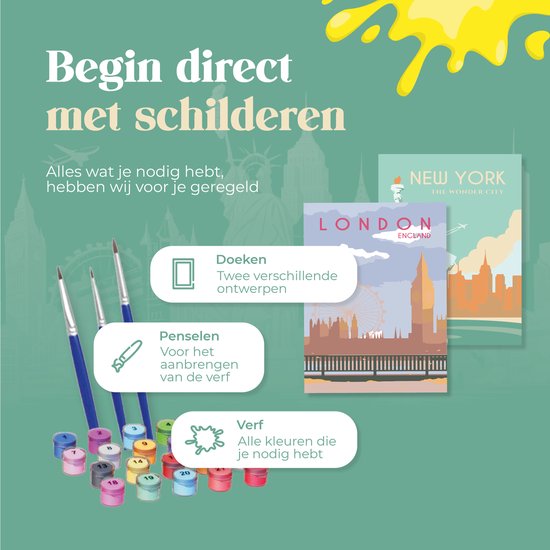 Rubye® Mini Malerei auf Nummer - New York - Inklusive Farbe und Pinsel - Erwachsene & Kinder - 15x20cm
