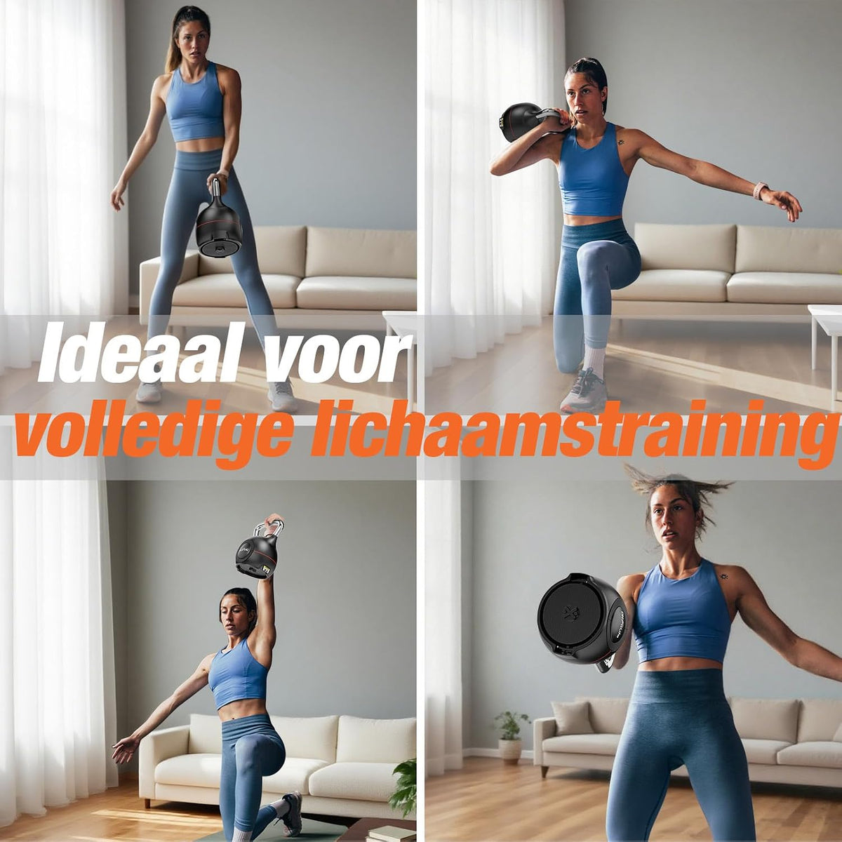 DH FitLife Verstellbare 7-in-1-Kettlebell – 1,5 bis 10 kg – 7 Gewichtsstufen – 20 x 20 x 30 cm – Schwarz