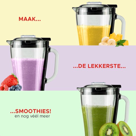 Bourgini PowerBlender - 1.75L - Blender zum Mitnehmen mit 700ml Becher - Blender Smoothie und Eiscrusher - 1000 Watt - Schwarz