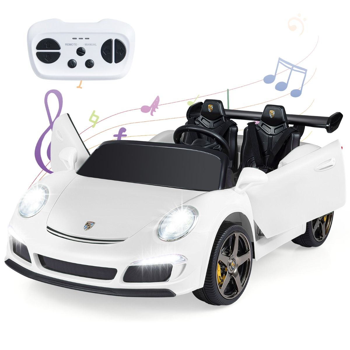Coast Elektro-Kinderauto – Fernbedienung – LED-Beleuchtung – weiß