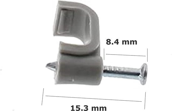 Kabelclip – Flache Kabelklemme – 8 mm – 100 Stück – Grau