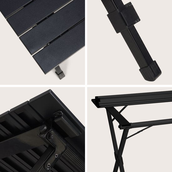 TRVLMORE Campingtisch - 120x70x70cm - Leichtgewicht mit Aluminiumrahmen - Klapptisch verstellbar - Campingtisch - Klapptisch - Schwarz