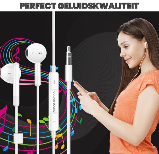 Golden Sound Wired Earbuds - Ohrhörer mit Kabel und Mikrofon - 3,5 mm Klinkenanschluss