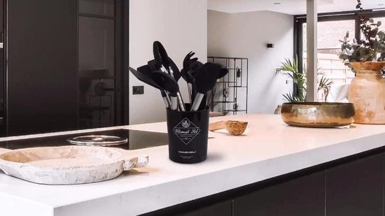 COOCK Kitchenware Set mit Halter XL - Kochgeschirr-Set 17-teilig - Silikon - BPA-frei & plastikfrei - aufhängbar - inkl. Ã–ffner