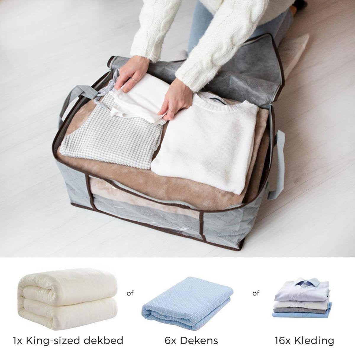 LifeGoods Aufbewahrungstasche und Organizer - 4x 50L - 54x25x39 cm - Textil - Grau